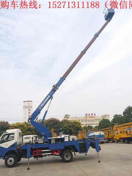 东风20米直臂式升降车采用东风多利卡3800mm轴距底盘,朝柴156马力柴油发动机,最大作业高度20米,工作臂采用直臂伸缩式,工作斗可承载200kg。